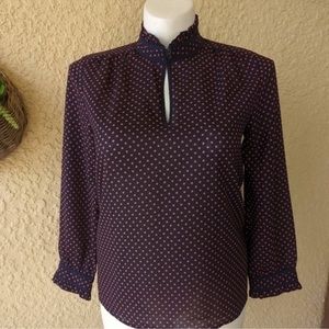 J.crew polkadot ruffle sleeve and neck blouse‎ size m NWT